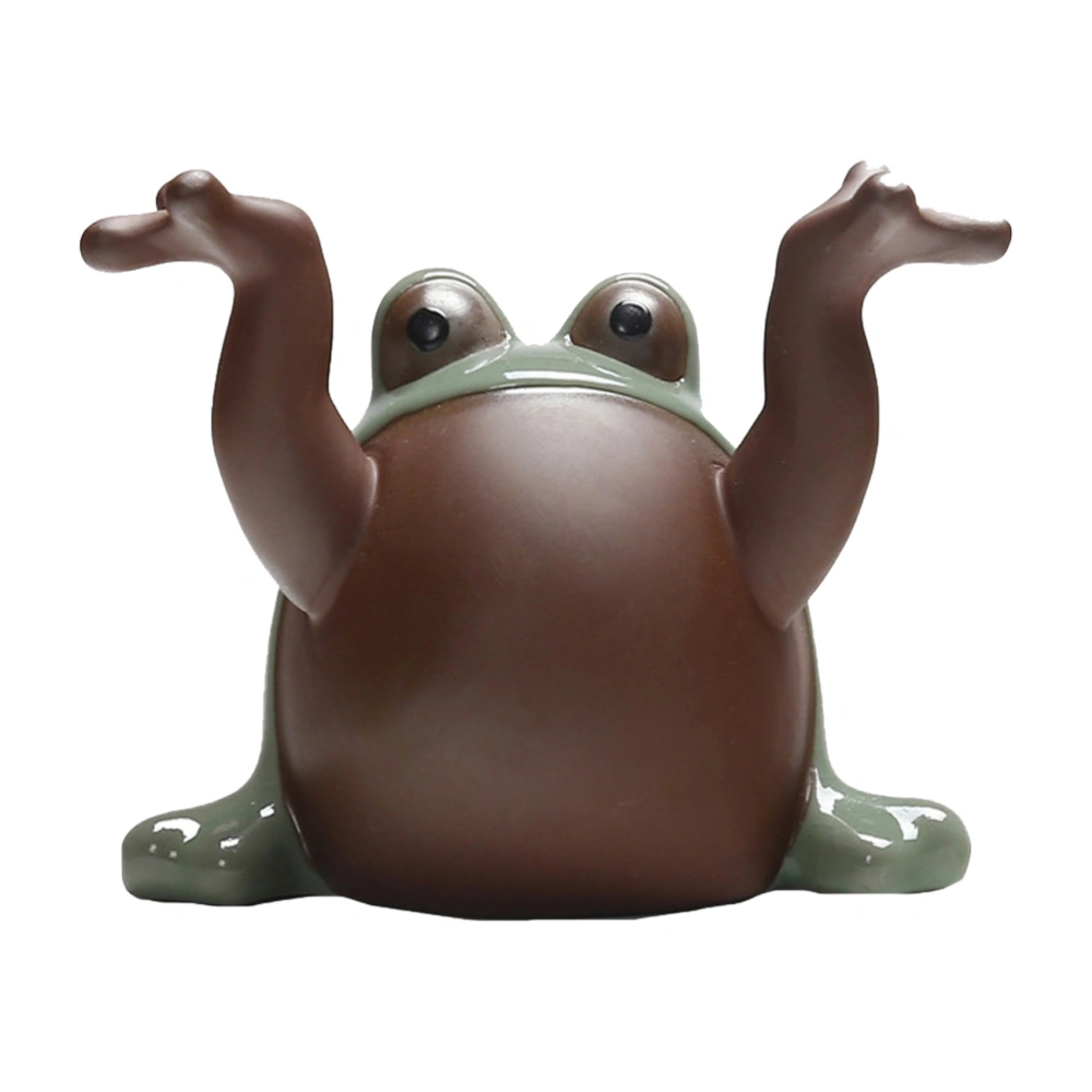 1Pc Ceramic Tea Pet Adornment Decorative Frogs Figurine Ornament Desktop Decor