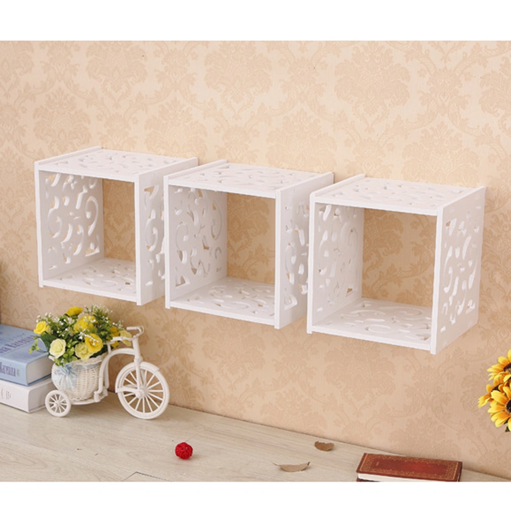Creative Bookshelf Partition Decorative Shelving Hollowed Out Wall Shelving Size S White (Big A Grid)