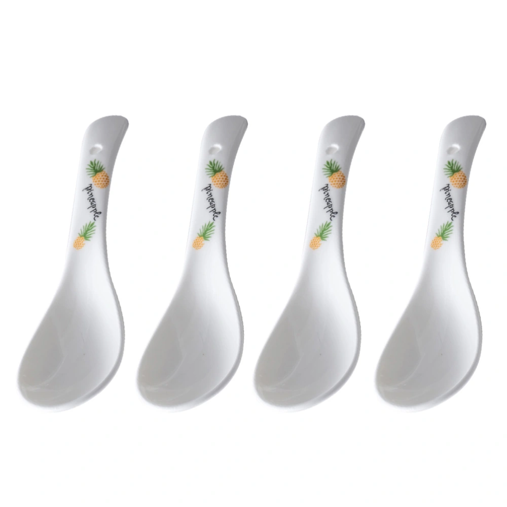 4pcs Japanese Style Ceramic Spoons Simple Soup Spoon Home Spoon Tableware