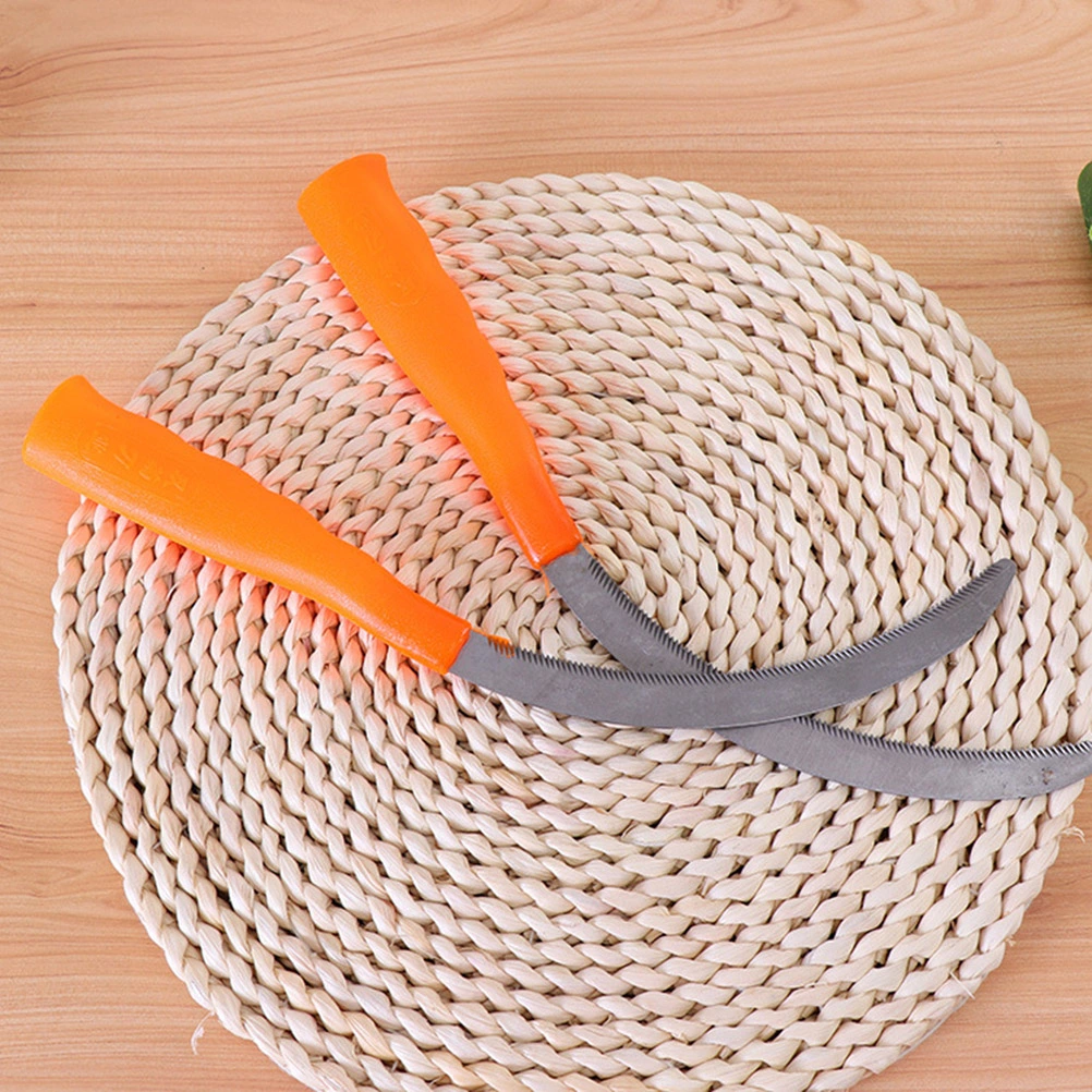 4 Pcs Stainless Steel Serration Sickle Agricultural Gardening Crooked Sickle Plastic Handle Reaping Hook for Weeding Cultivating