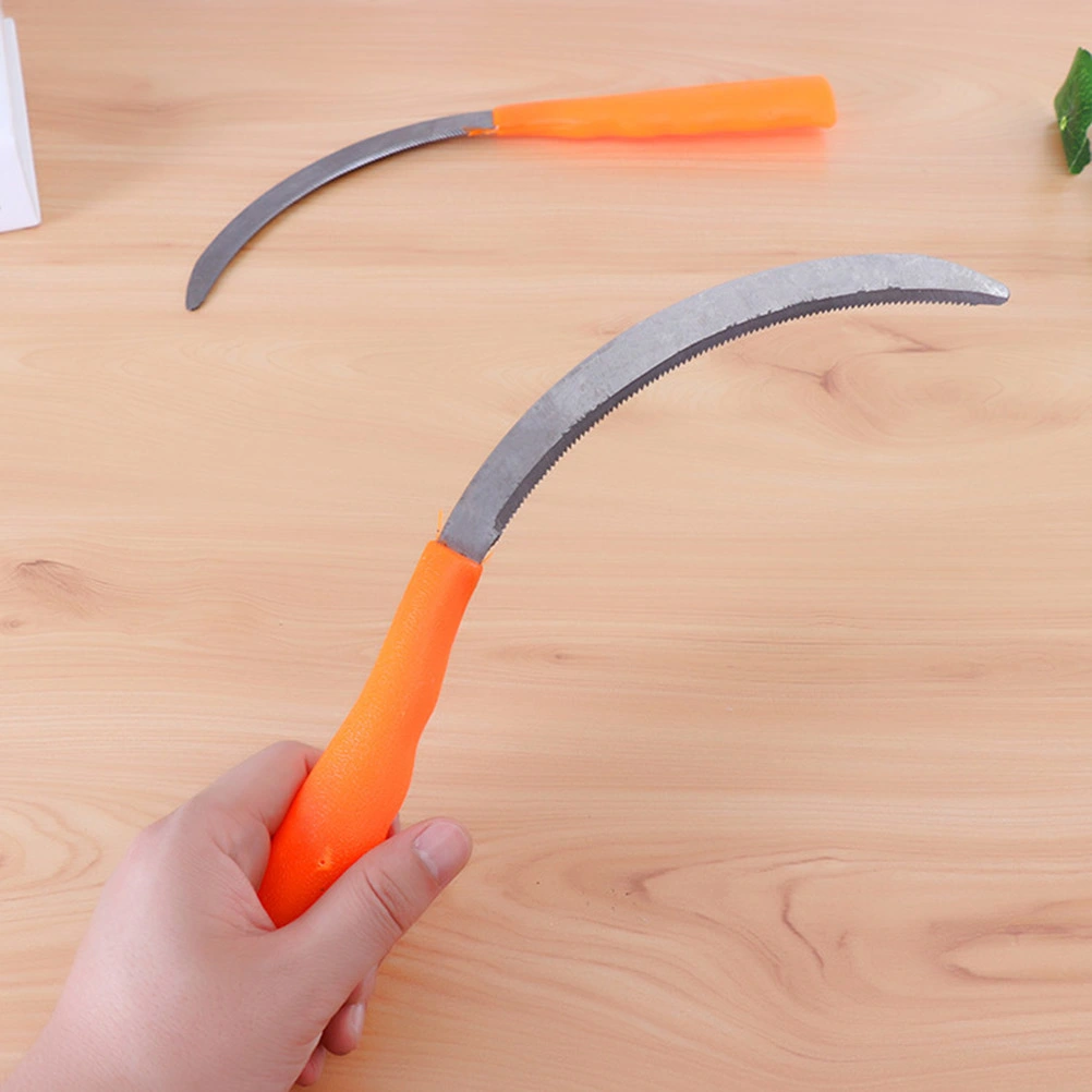 4 Pcs Stainless Steel Serration Sickle Agricultural Gardening Crooked Sickle Plastic Handle Reaping Hook for Weeding Cultivating