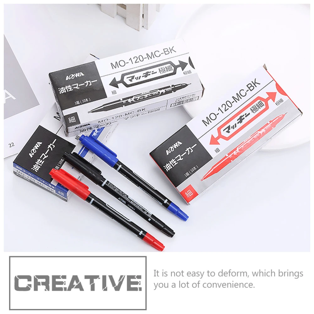 20Pcs Oil-base Paint Markers Oily Painting Marker Double-side Marker Office Supplies