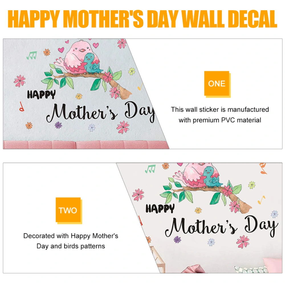 Happy Mother's Day Wall Decal Lovely Birds Wall Sticker PVC Window Sticker