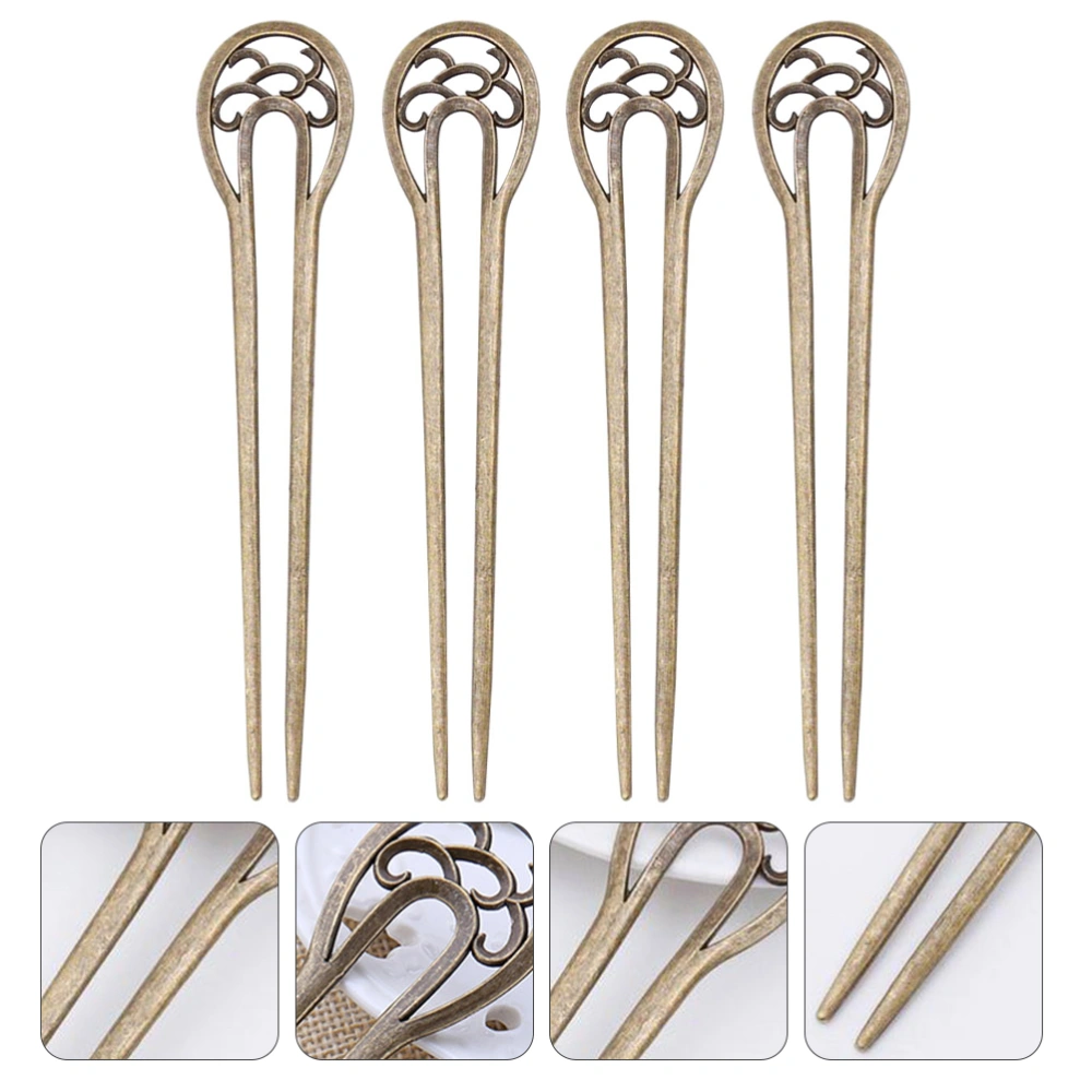 4pcs Alloy Hair Stick Retro Headdress Hair Fork Exquisite Hair Accessory