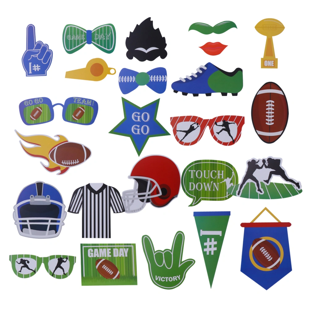 24pcs Sports Party Photo Props Set Creative Football Theme Glasses Moustache Decoration Photo Booth Props Set Photography Accessories Party Supplies