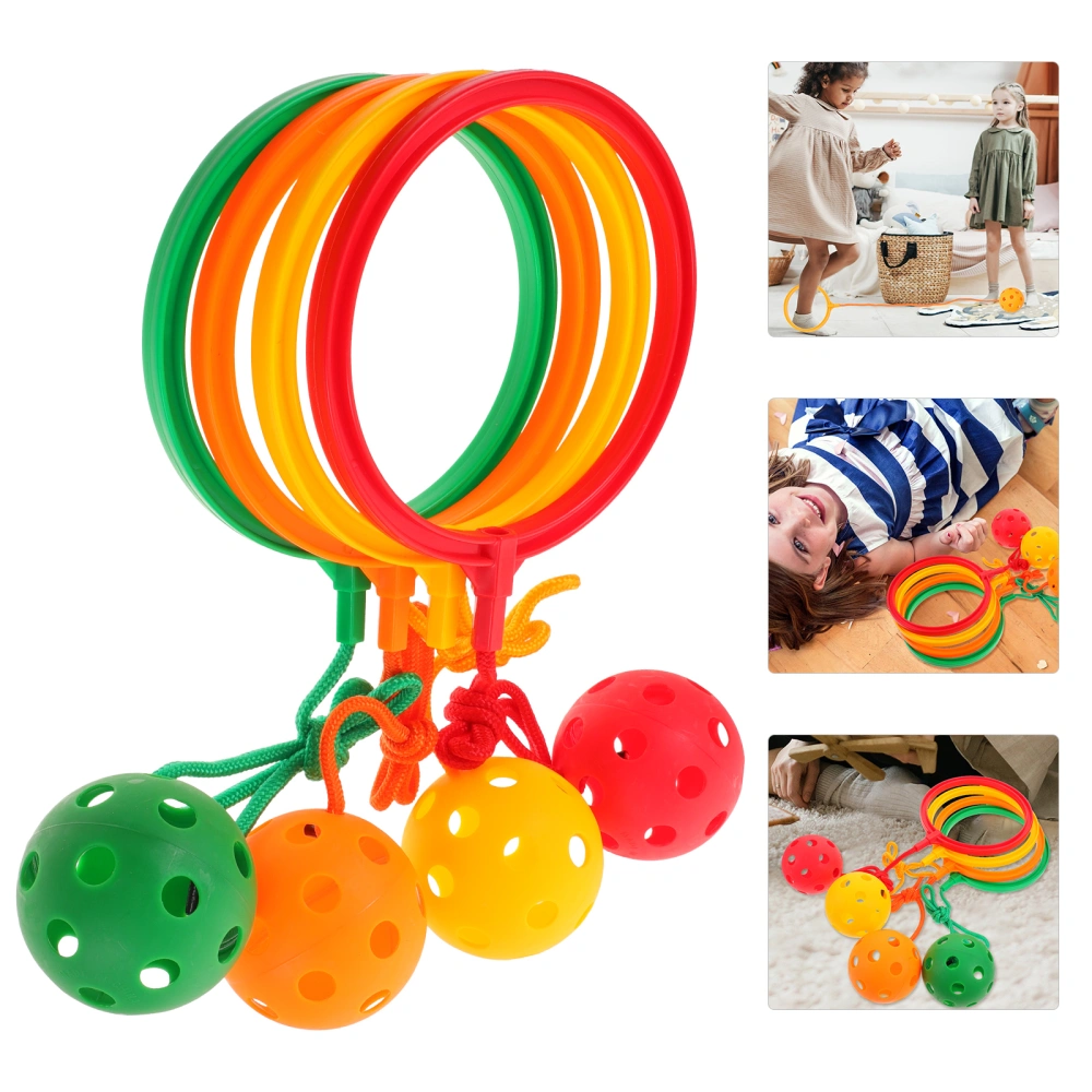 4 Pcs Elasticity Fitness Ball Clasic Children Toys Rotating Jumping Ring Ball Frosted Single Foot Whirling Ball Toys for Kids