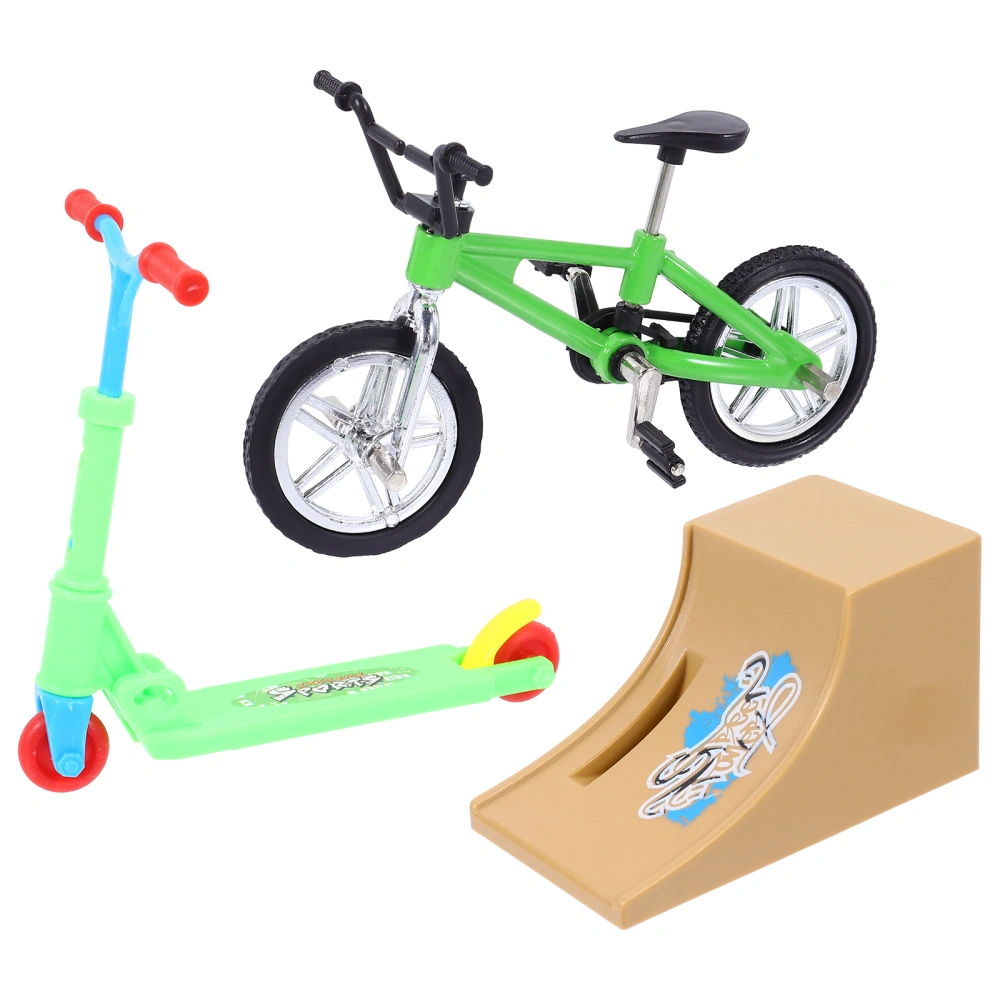 1 Set Mini Finger Toys Finger Bike Scooter Ramp Fingertip Sports Toys Home Decor