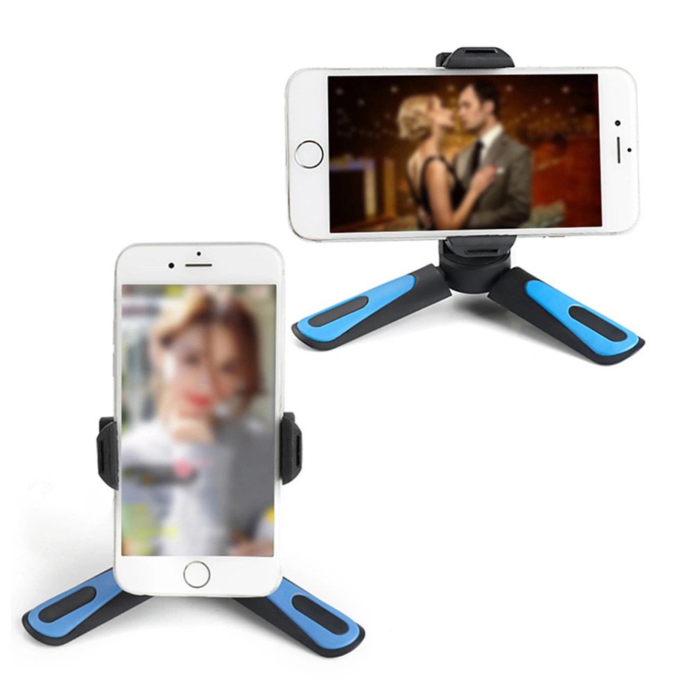 Mini Profesional Mobile Phone Securing Clip Clamp Bracket Mount Desktop Tripod (Black and Blue)