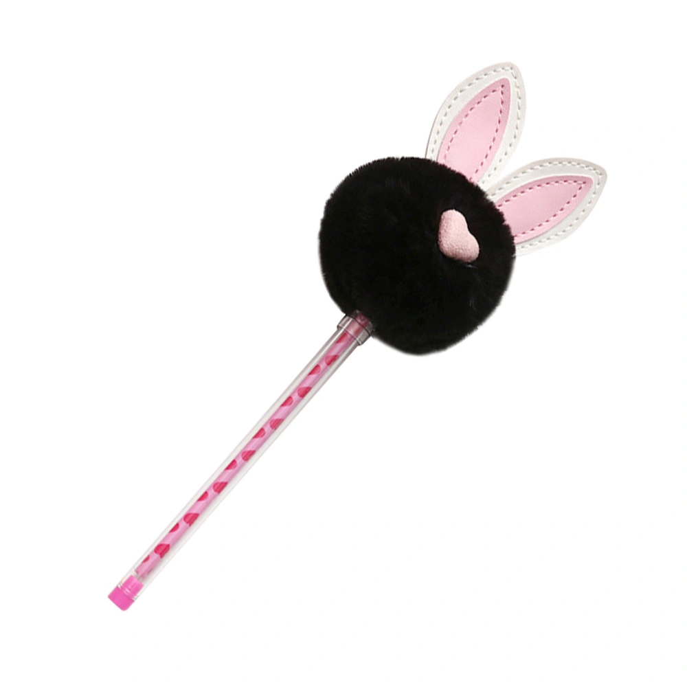 3Pcs 0.5 Black Pen Signature Pen Creative Neutral Pen Plush Rabbit Ear Neutral Pen Stationery(Black)