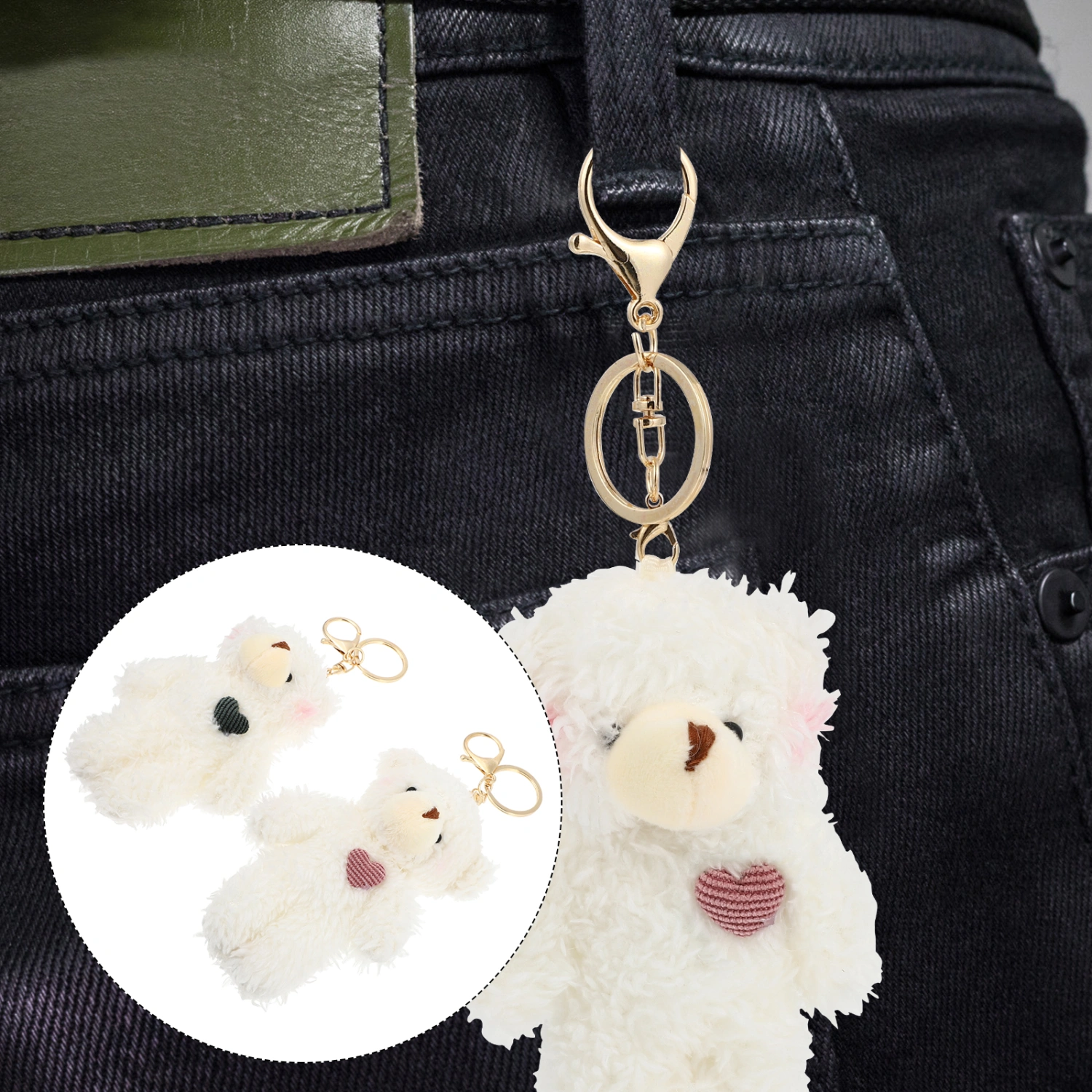 2pcs Key Chain Pendants Plush Bear Bag Hanging Pendants Key Rings Pendant