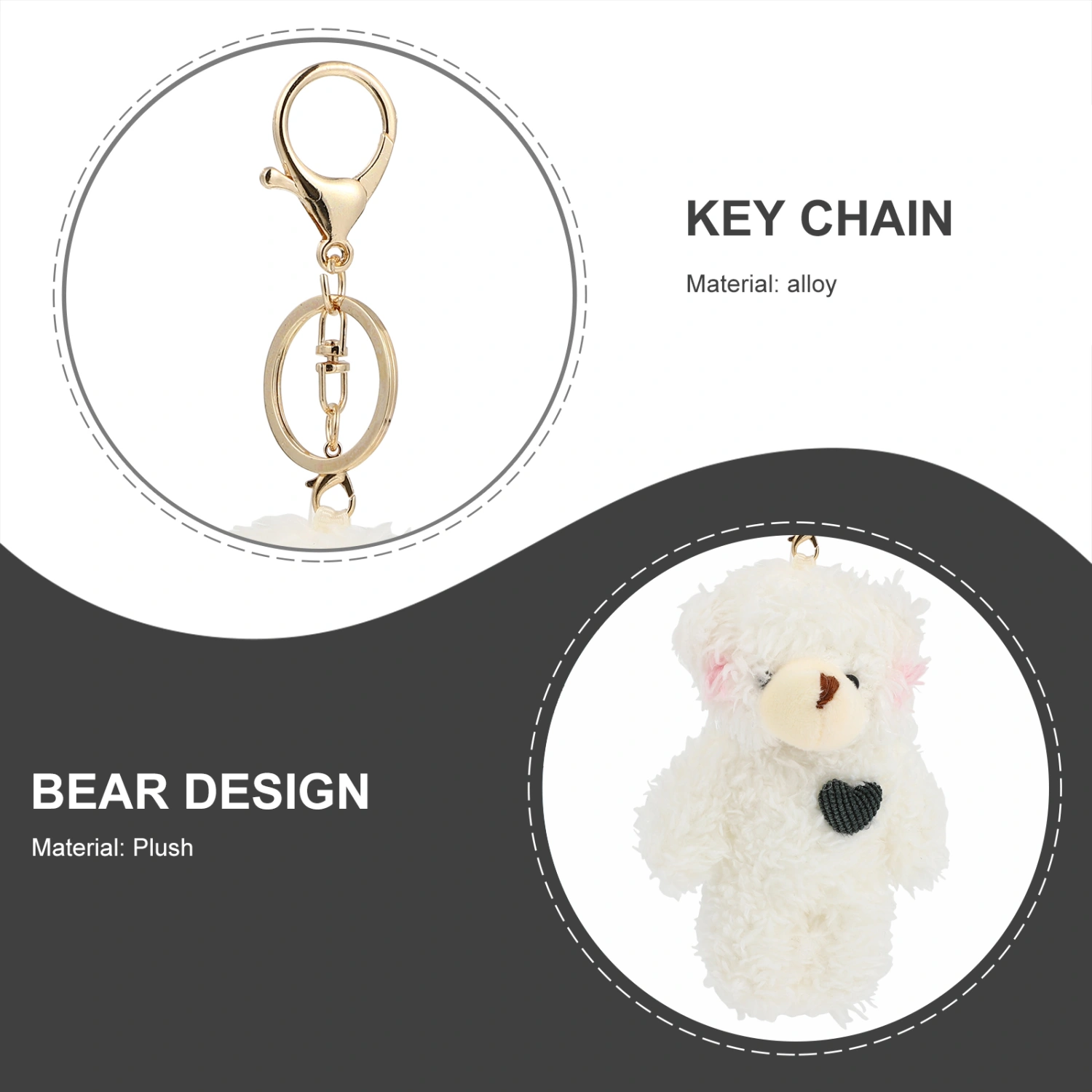 2pcs Key Chain Pendants Plush Bear Bag Hanging Pendants Key Rings Pendant