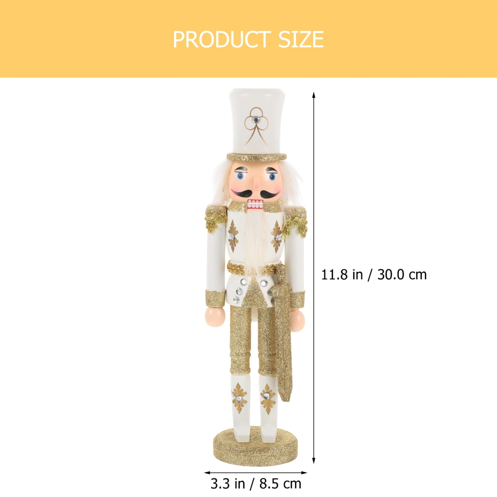 Nutcracker Soldier Christmas Nutcracker Figure Wooden Glitter Puppet for Table