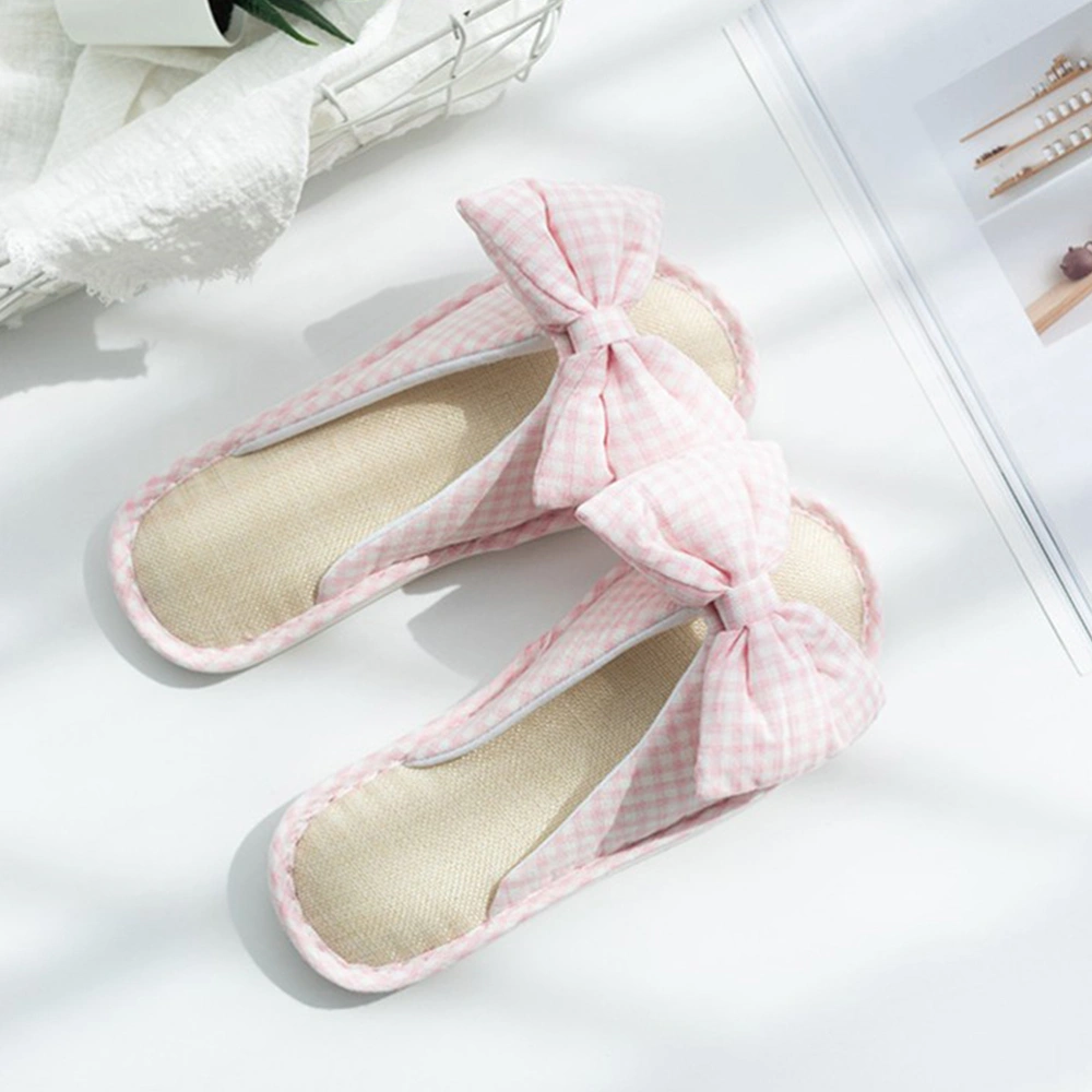 1 Pair Peep Toe Slippers Breathable Anti-slip Slippers Lovely Bow Knot Shoes