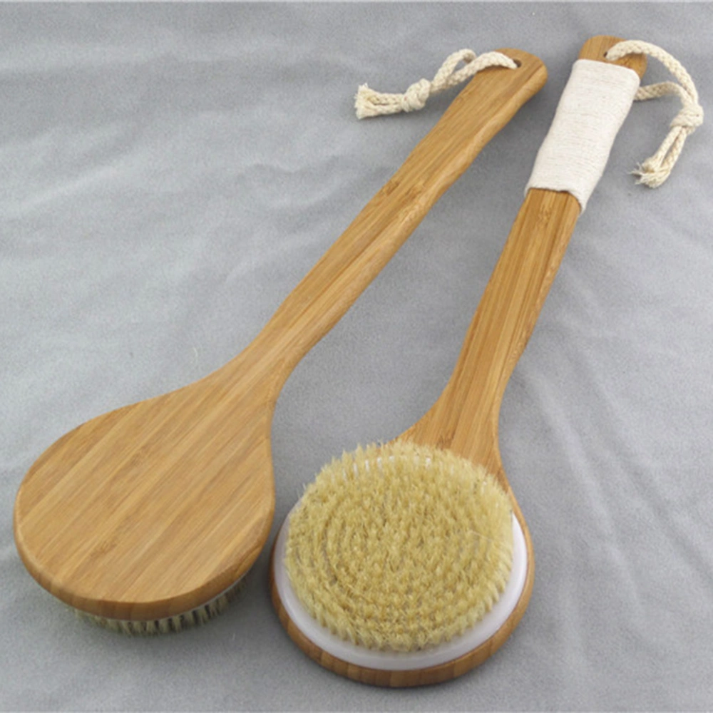 1pc Bristle Bath Brush Bamboo Handle Bath Scrubber Exfoliating Shower Brush Body Massager for Men Women