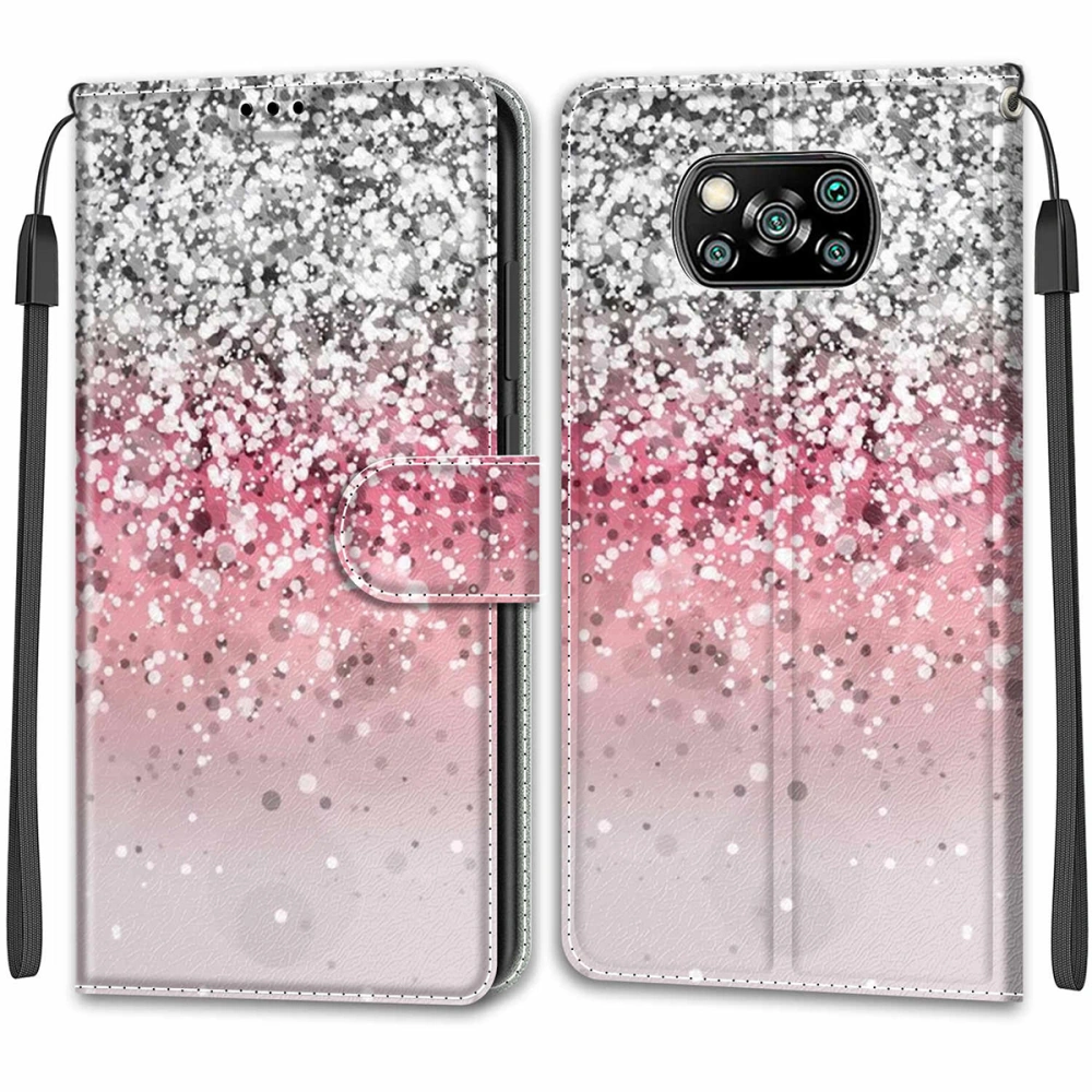 PU Leather Phone Case Dustproof Shockproof Shell Compatible for Poco X3 NFC