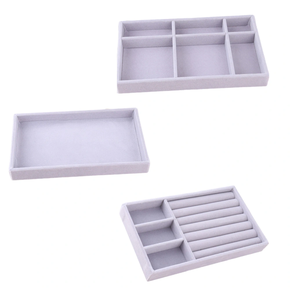 3pcs Convenient Jewelry Storage Holders Practical Grey Earring Display Boxes