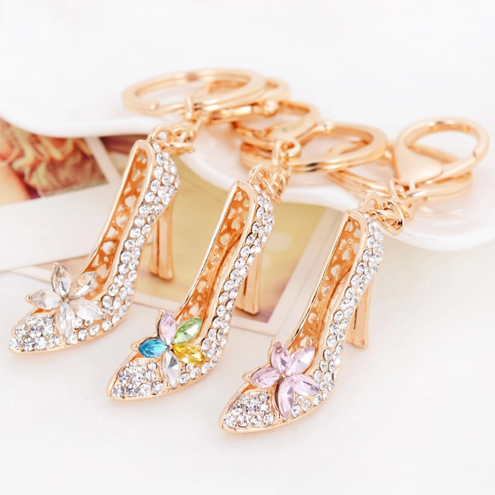 1pc Simulation High Heel Shoes Shaped Car Keyring Fashionable Gift Hanging Ornament for Kid Birthday Party Gift(Multi Color)