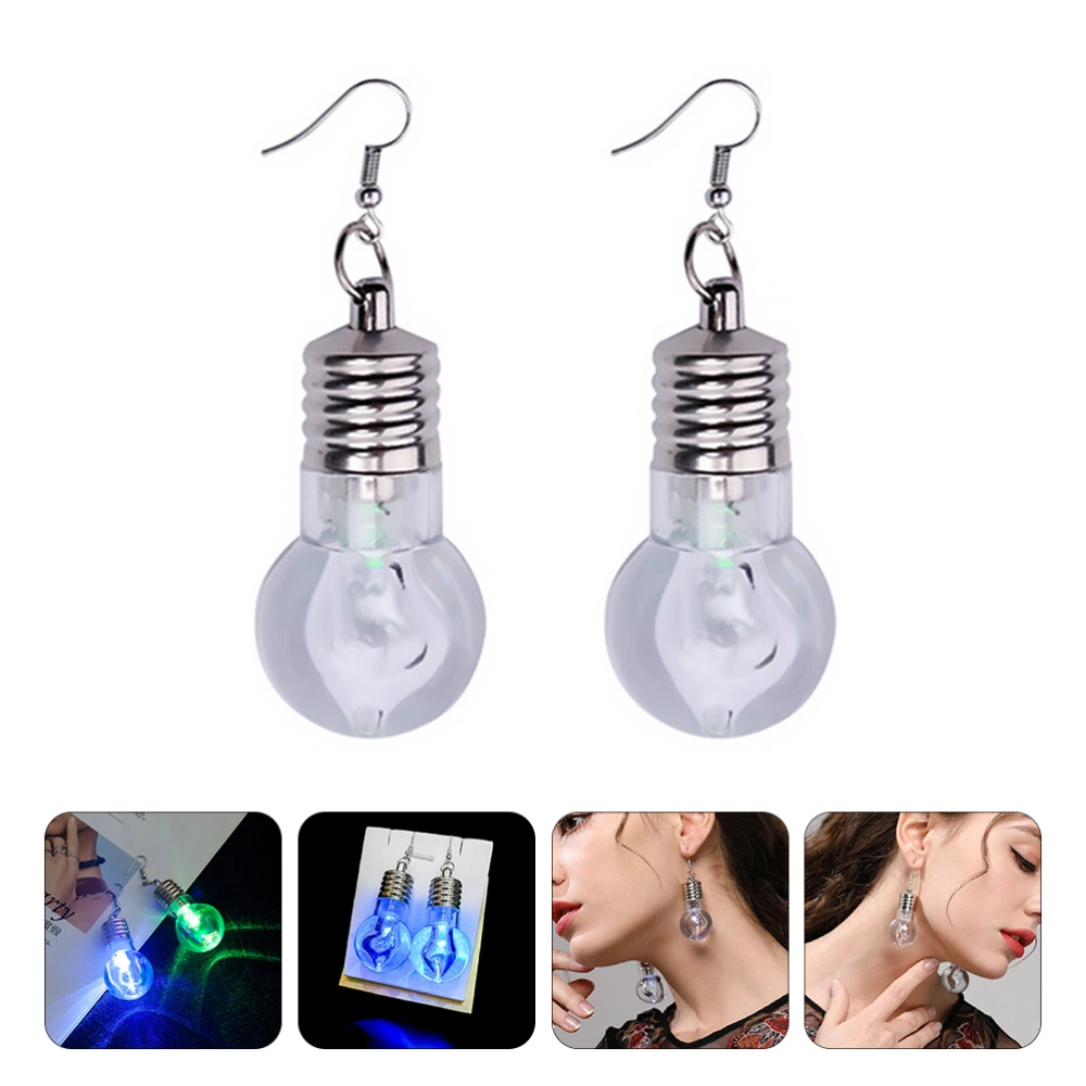 2 Pairs Funny Nightclub Light Bulb Earrings Lamp Bulb Party Dangle Earrings