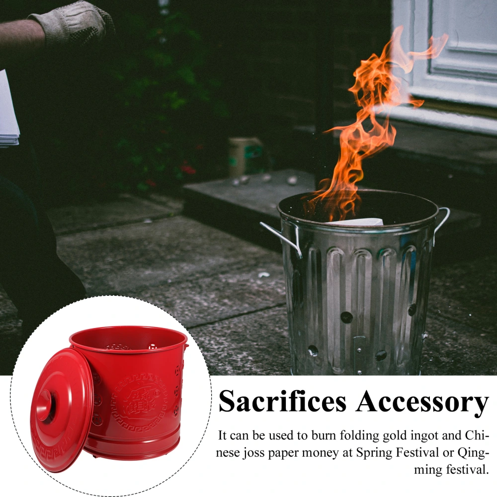 1 Set Burning Bucket Paper Money Incinerator Paper Burning Barrel with Hook