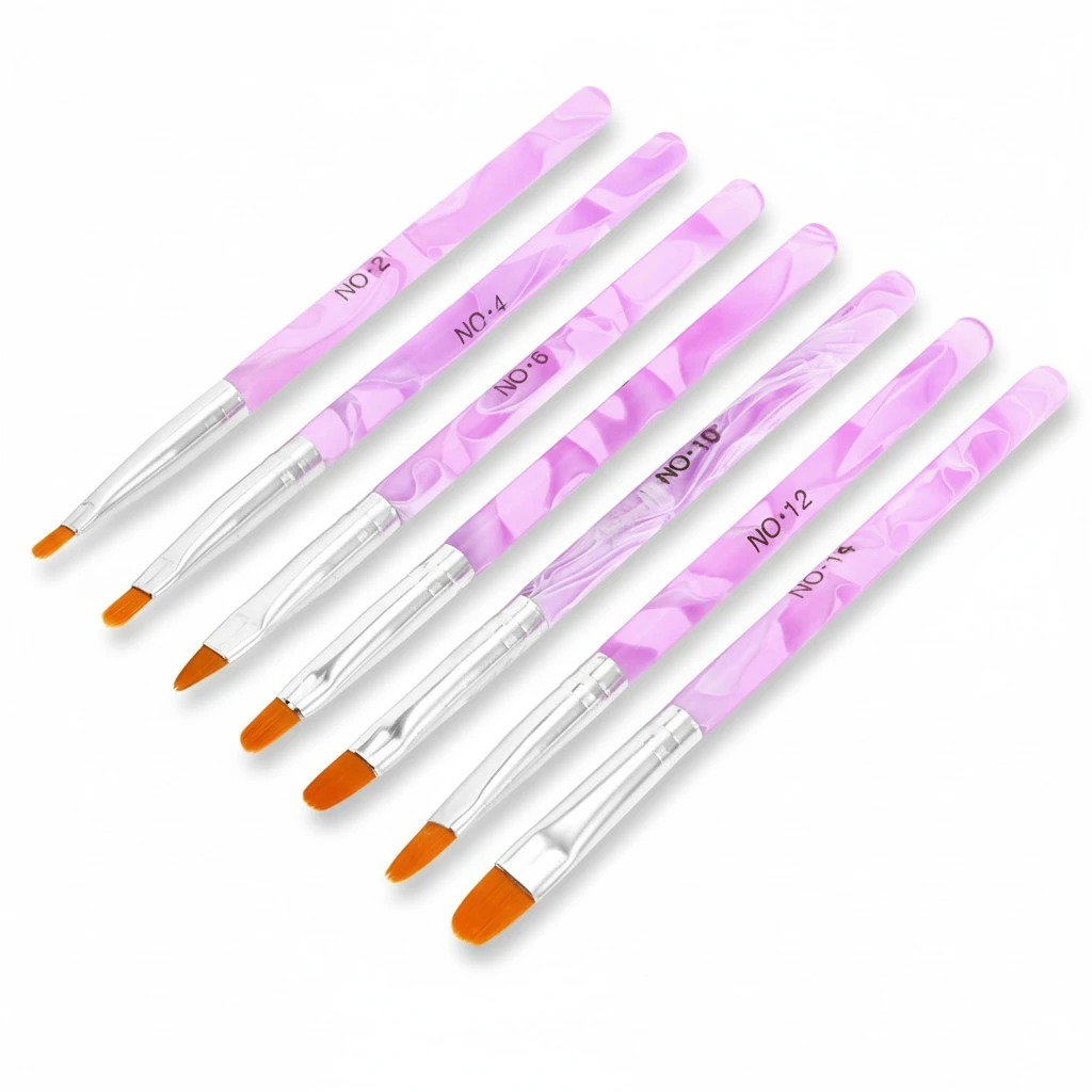 7pcs UV Gel Nail Brush Nail Art Tips Builder Brush Nail Painting Brush Pen Set