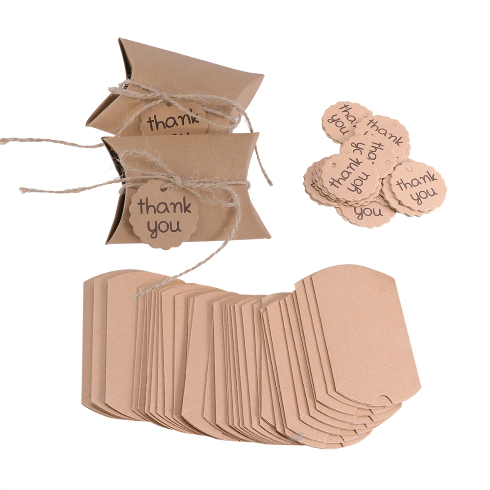 20pcs/10 Sets Creative Thank You Candy Boxes Kraft Paper Packaging Gift Treats Goodies Boxes Party Supplies (Pillow Shape)