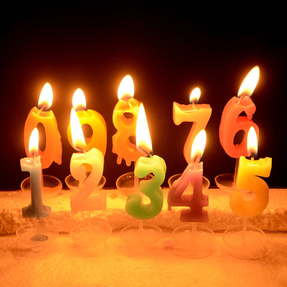 10pcs Colorful Numeral Candles Birthday Cake Topper Decors Numeral Candle Cake Candles Supplies (Random Color, Number 0-9)