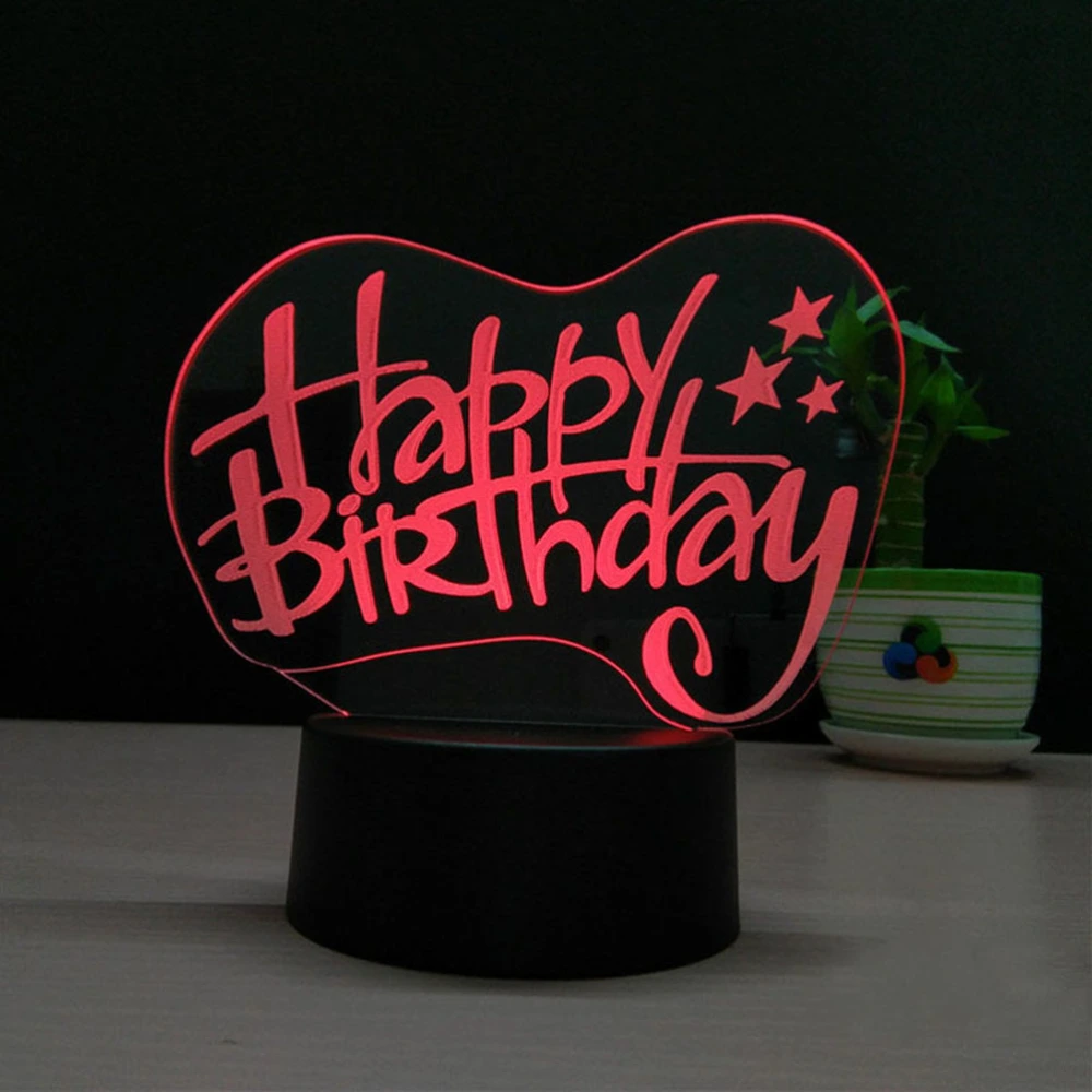 3D Heart Shapes Lamp Multicolor LED Lights Touch USB Night Light Table Lamp for Birthday Gift