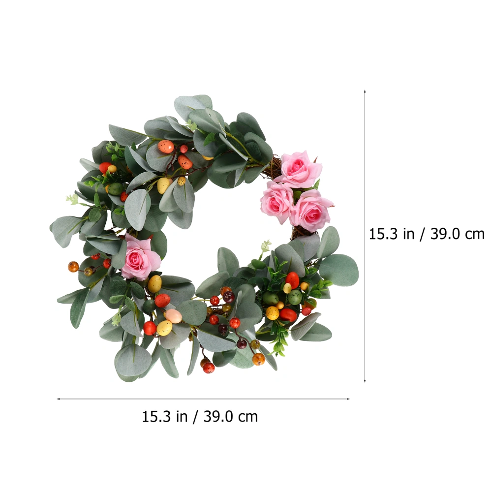 1pc Easter Simulate Door Wreath Shopwindow Decoration Flower Garland for Decor