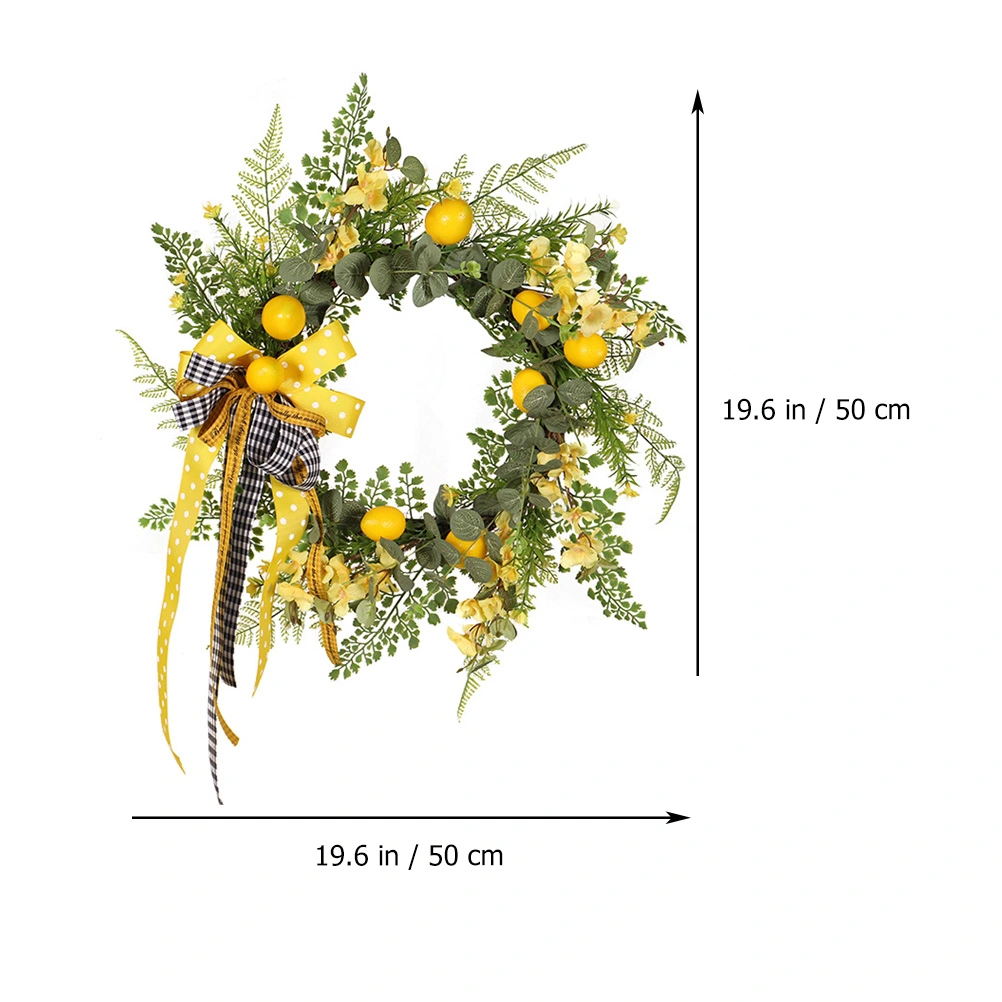 Artificial Lemon Wreath Summer Hanging Flower Front Door Wreath Summer Wreath