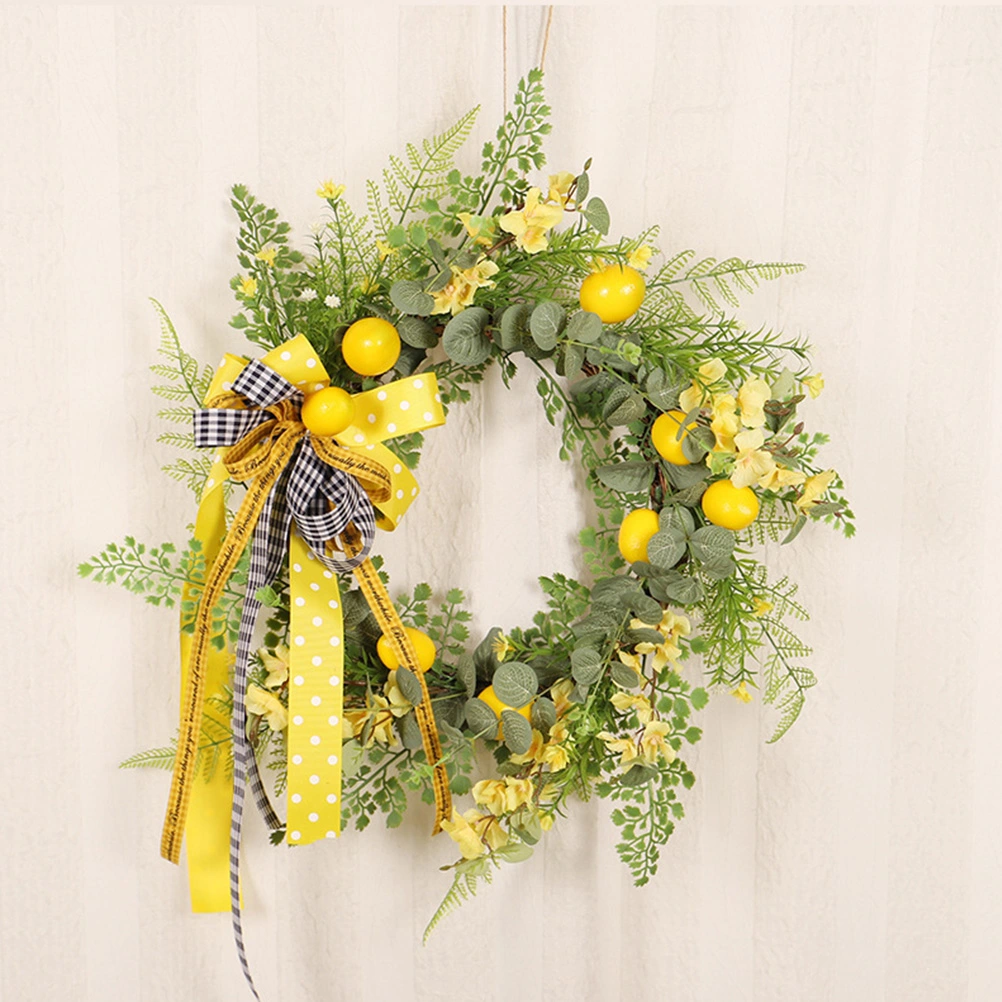 Artificial Lemon Wreath Summer Hanging Flower Front Door Wreath Summer Wreath