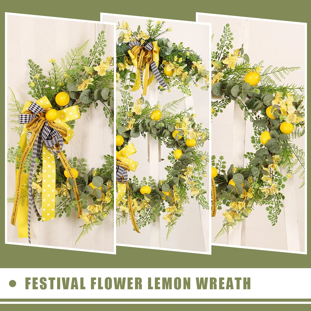 Artificial Lemon Wreath Summer Hanging Flower Front Door Wreath Summer Wreath