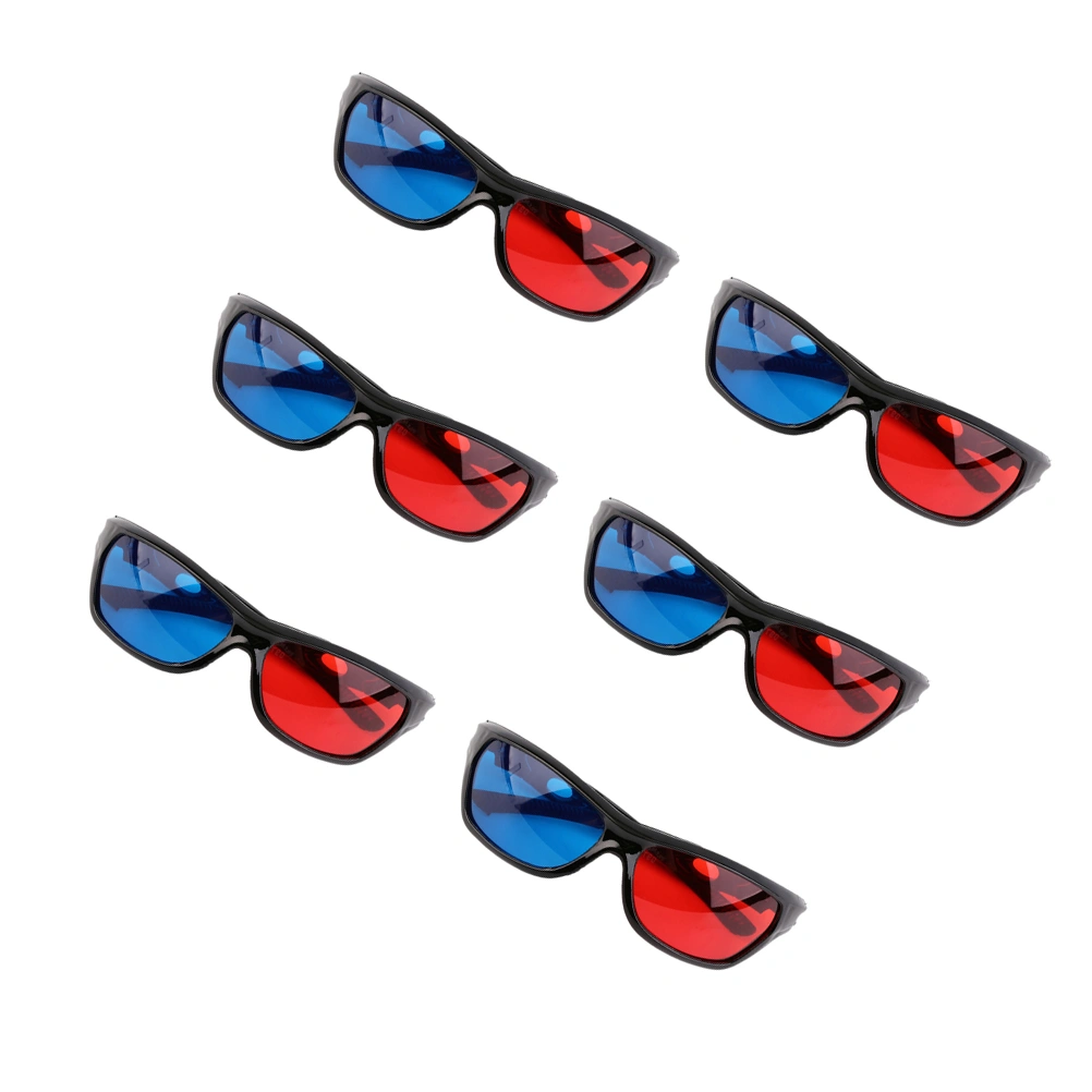 6pcs Red Blue 3D Glasses Arc Shaped 3D Glasses Stereo Glasses Fashion 3D Glasses