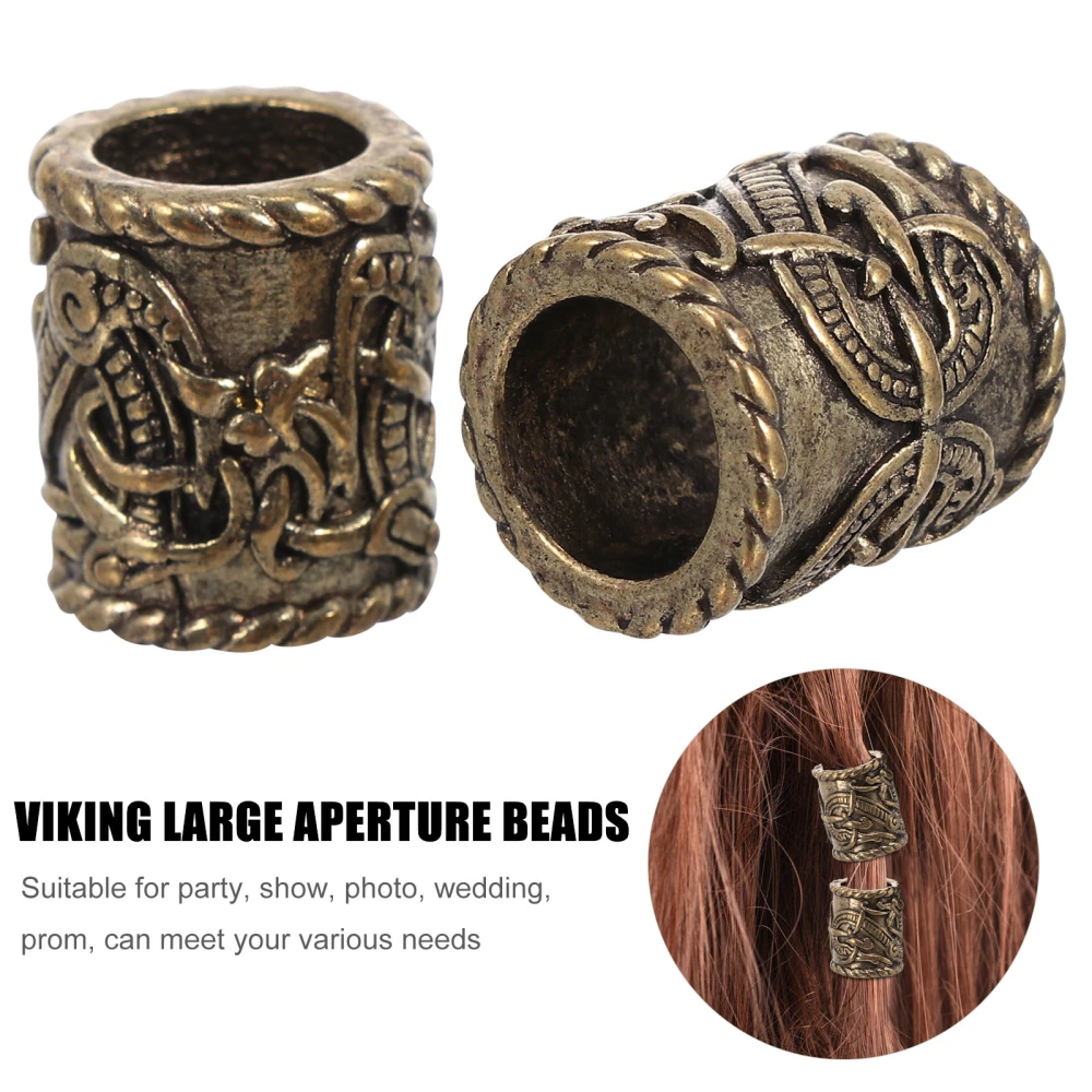 2Pcs Viking Rune Beads Ancient Beads Large Hole Beads for Jewelry Findings