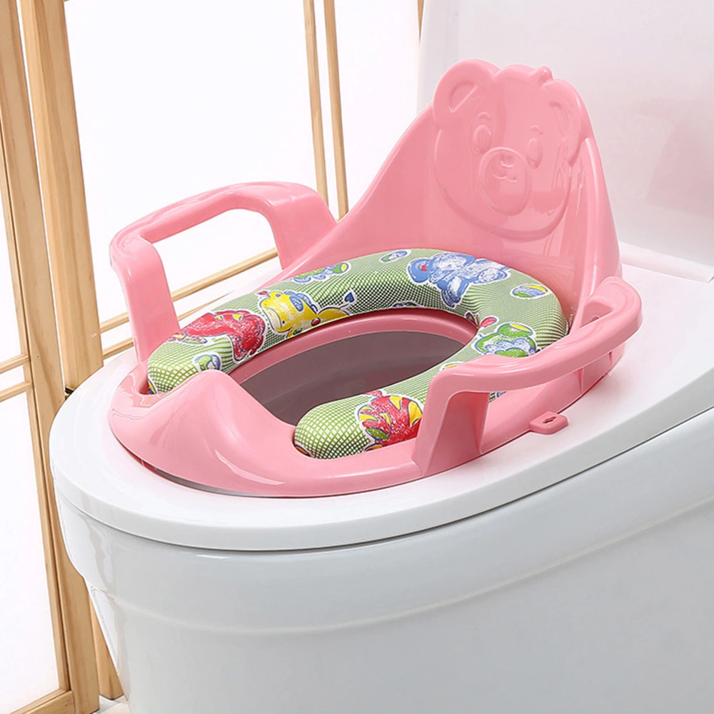 Pink Potty Seat Baby Toilet Training Seat Kids Toilet Trainer Ring Secure Non-Slip Surface (Cushion Pattern for Random)