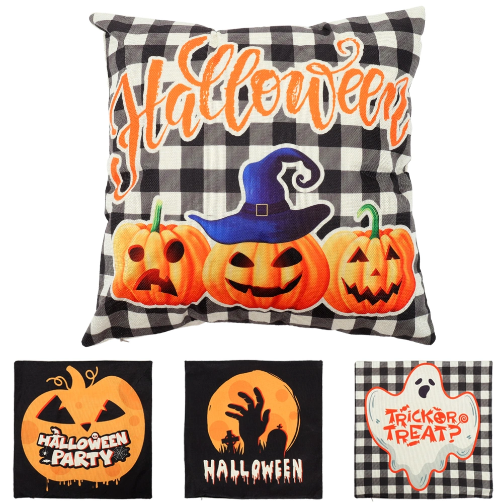 4pcs Halloween  Durable Throw Pillow Covers Pillowcase Square Pillow Cases No Pillow Inner