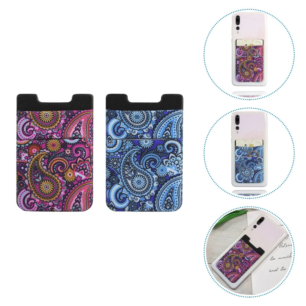 2pcs Phone Back Card Holders Adhesive Mobile Phone Case Back Card Wallets