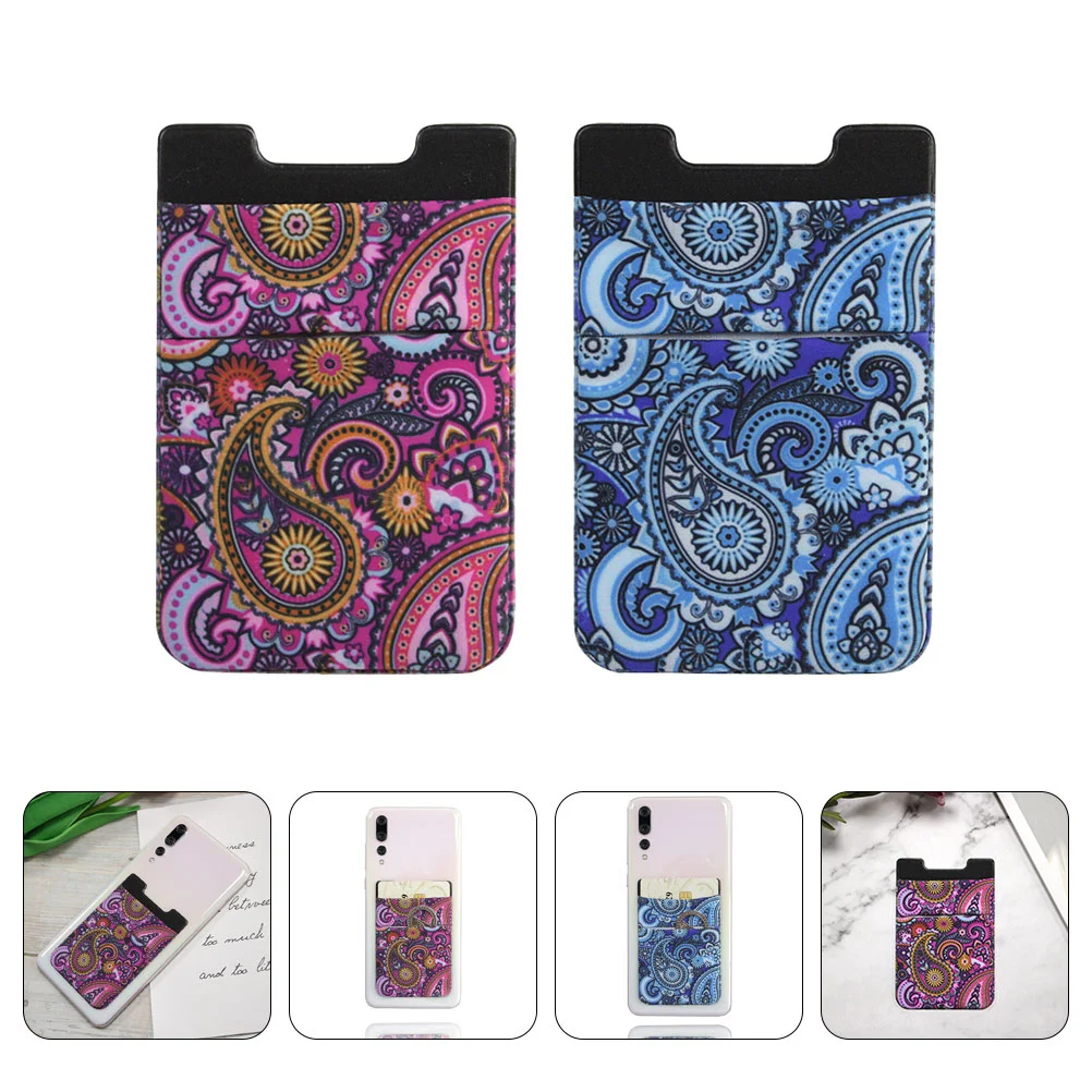 2pcs Phone Back Card Holders Adhesive Mobile Phone Case Back Card Wallets