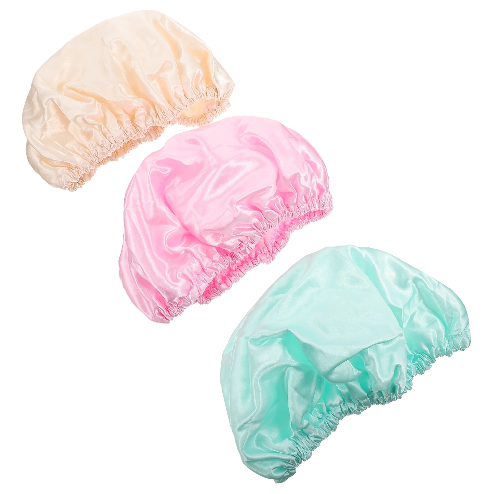 3Pcs Multi-functional Double Layers Bath Caps Girl Nightcaps Beauty Hair Hats