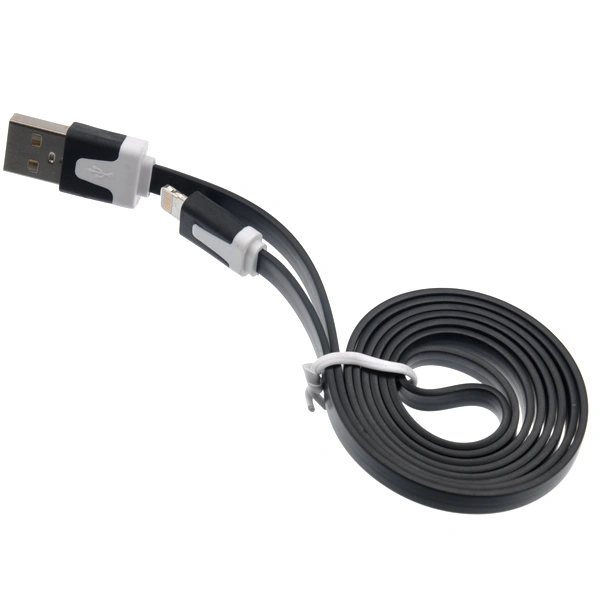 1M Flat Noodle Style 8-pin USB Sync Data & Charging Cable for iPhone 5 /iPad mini /iPad 4 (Black)