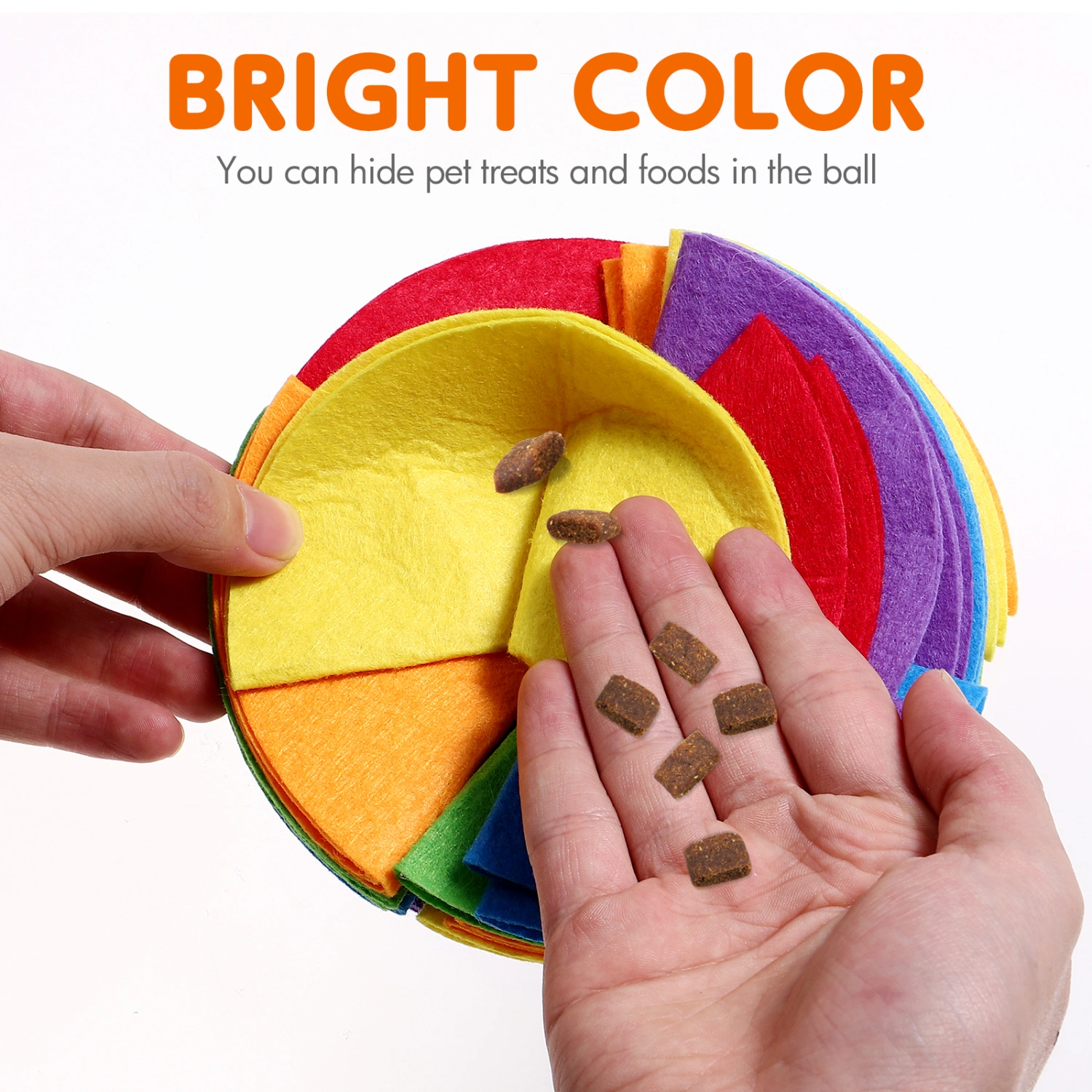 Interactive Dog Ball Pet Snuffle Ball Dog Puzzle Toy Colorful Dog Treat Dispenser Toy Felt Ball