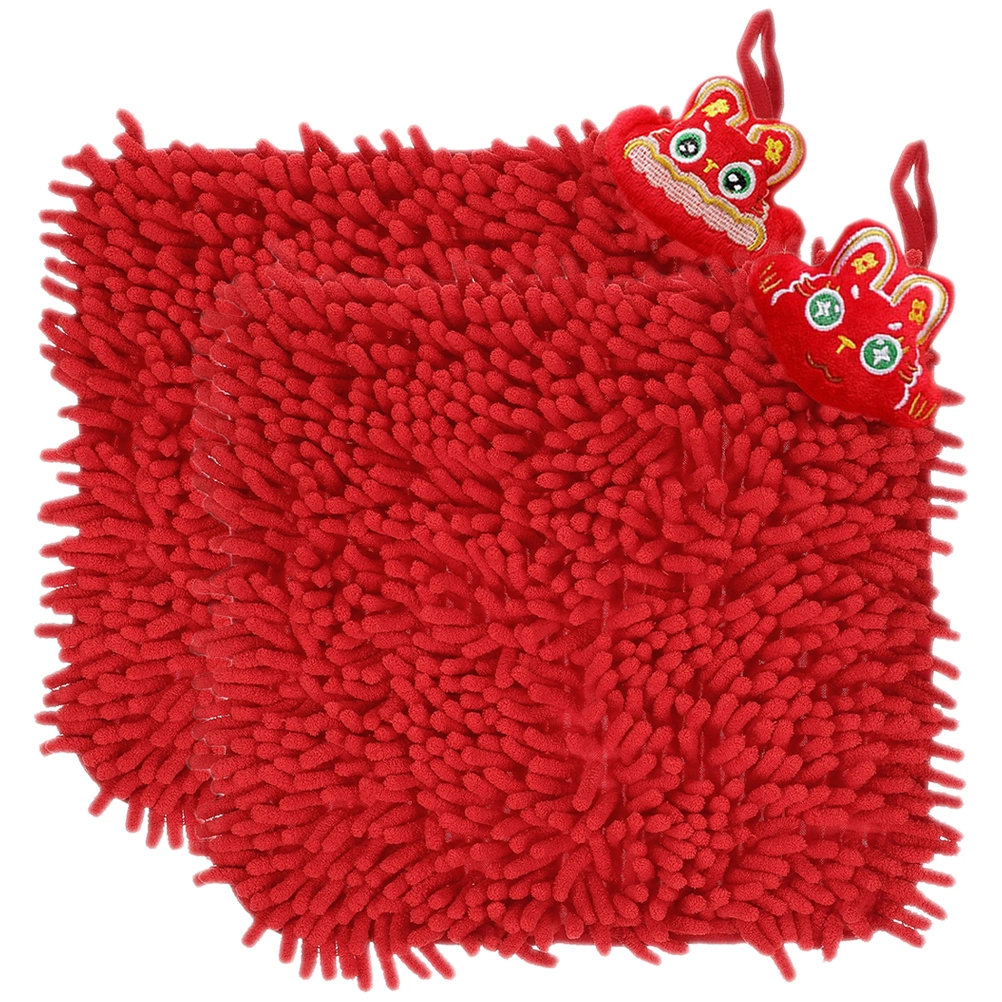 2pcs Chenille Hand Towel Chinese Style Fuzzy Fast Drying Hand Towel for Kitchen Bathroom
