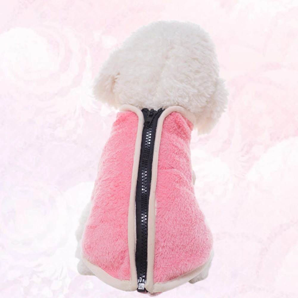 Autumn and Winter Pet Clothes Warm Waistcoat Full-Zip Fleece Vest - Size XL (Pink)