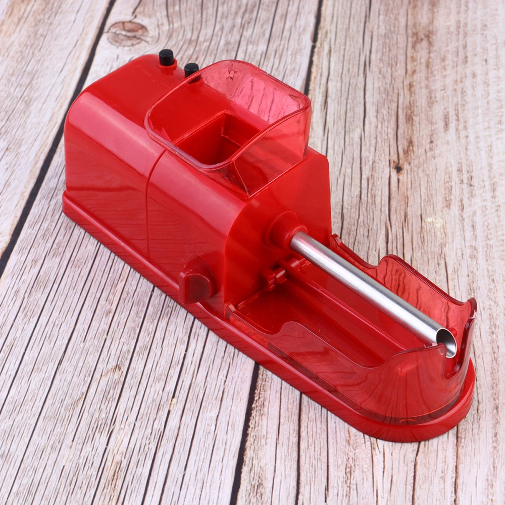 1PC Fully Automatic Cigarette Rolling Machine Electric DIY Tobacco Roller Maker with Empty Pipe - EU Plug (Red)