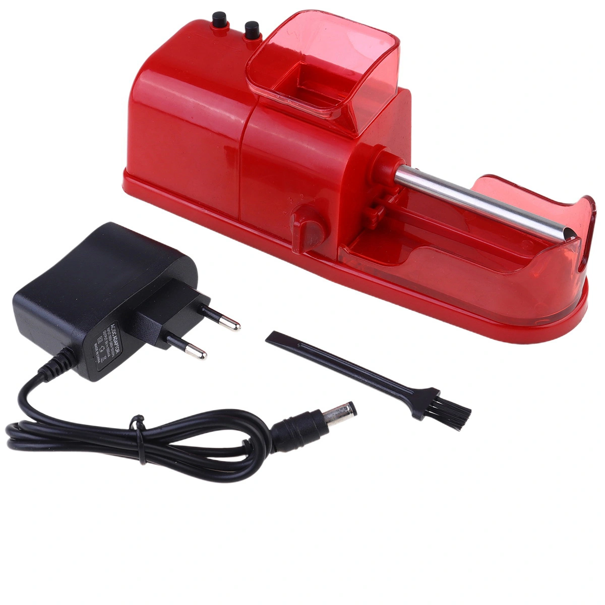 1PC Fully Automatic Cigarette Rolling Machine Electric DIY Tobacco Roller Maker with Empty Pipe - EU Plug (Red)