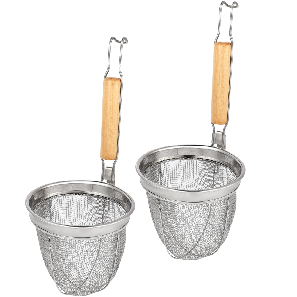 2pcs Stainless Steel Strainer Spoons Spaghetti Pasta Basket Spoons Cooking Noodle Strainers Colanders