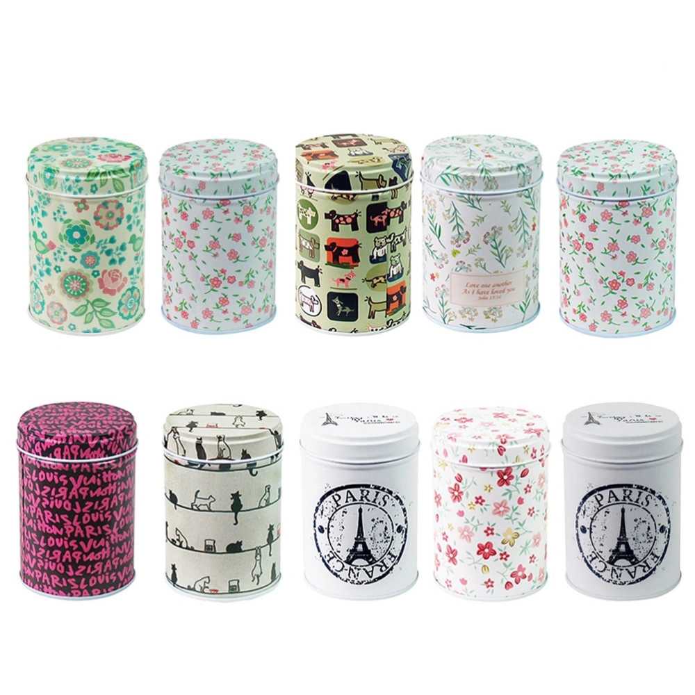 6pcs Iron Box Tin Box Candy and Snack Jar Tinplate Candy Boxes Tinplate Candy Boxes Double Cover Cylindrical Shape Gift Tinplate Candy Boxes for Candy Storage