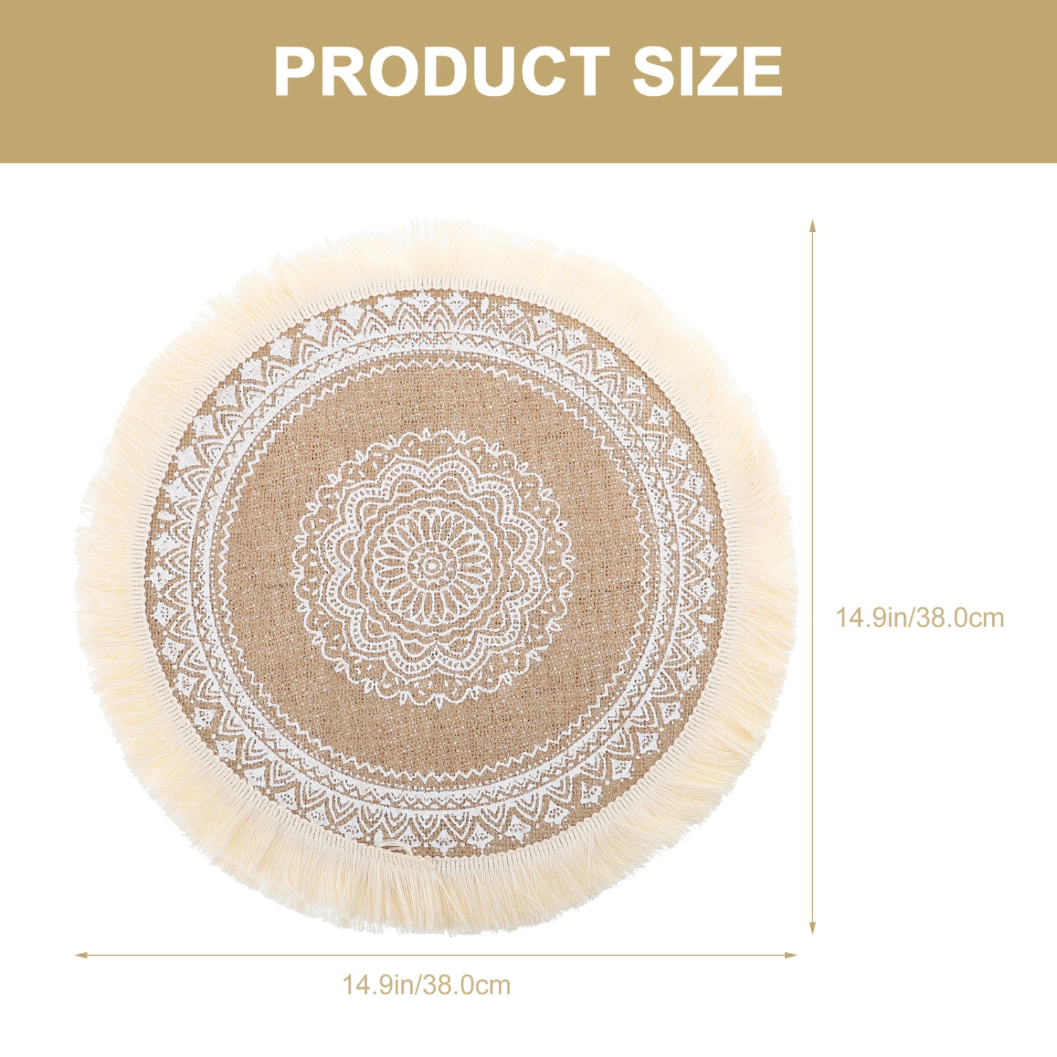 2Pcs Tassel Placemats Nordic Style Placemats Round Desktop Placemats Cotton and Linen Mats