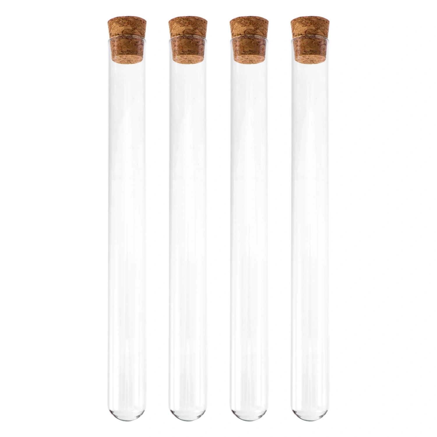 4pcs Transparent Test Tube with Cork Stopper Flat Round Bottom Glass Bottles for School Scientific Experiments Powder Liquid Storage