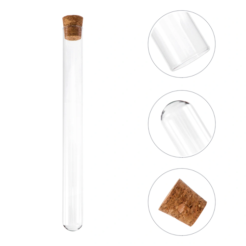 4pcs Transparent Test Tube with Cork Stopper Flat Round Bottom Glass Bottles for School Scientific Experiments Powder Liquid Storage