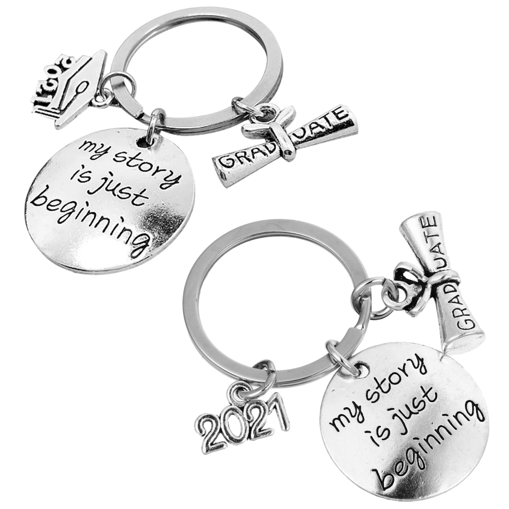 2pcs Stainless Steel Creative Keyrings Pendant Car Key Rings 2021 Graduation